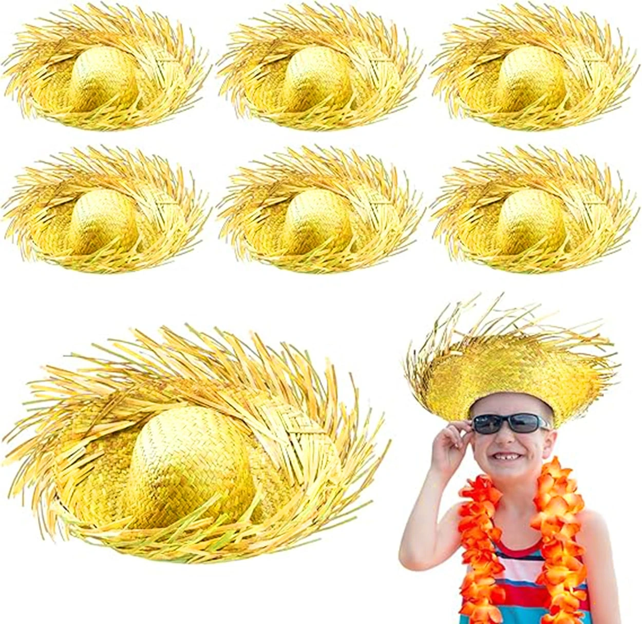 Tropikal Parti Sarı Hasır Hawaii Şapkası ( Lisinya ) Tropikal Parti Sarı Hasır Hawaii Şapkası ( Lisinya )