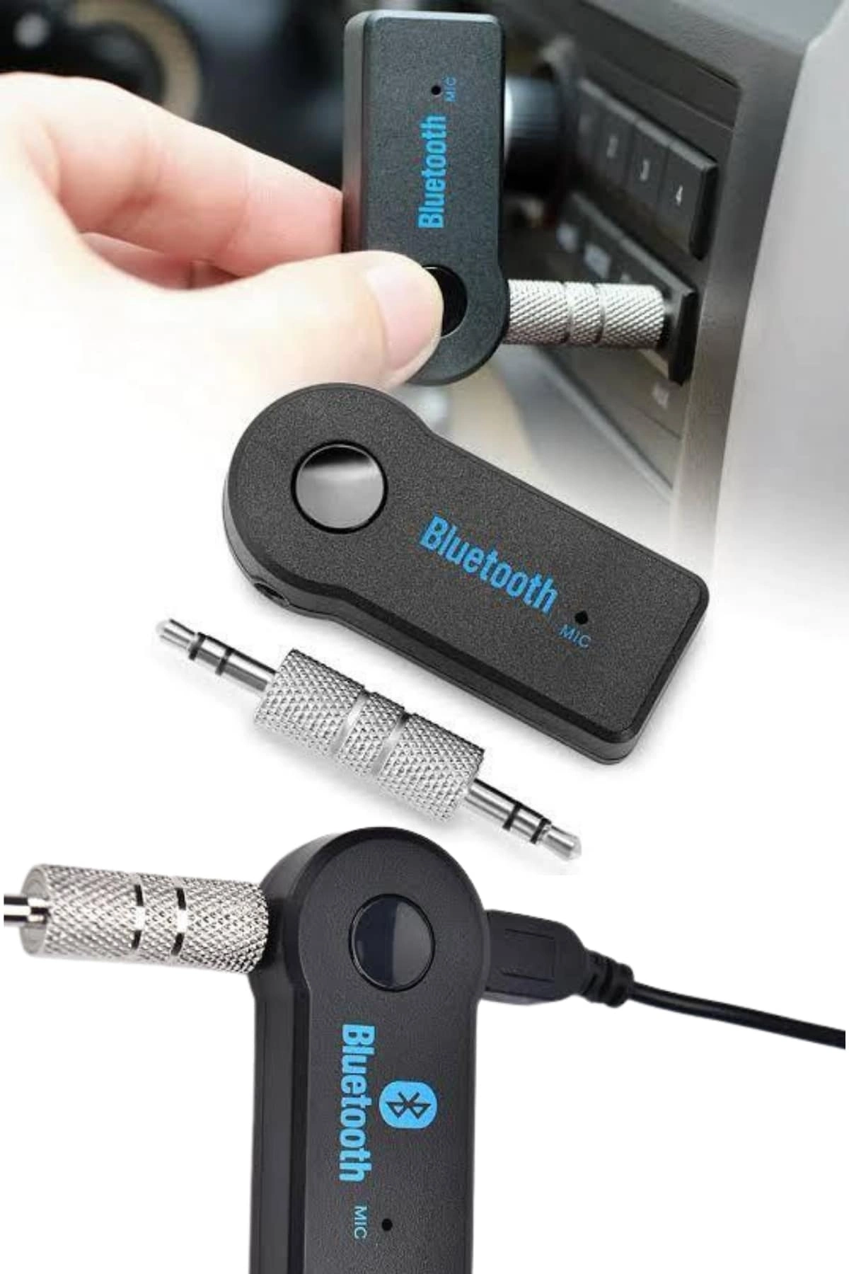 Tüm Cihazlara Uyumlu Bluetooth Aux Araç Kiti Siyah ( Lisinya )