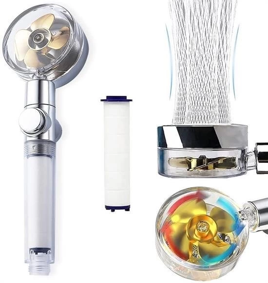 Turbo Pervaneli Ve Filtreli Su Tasarruflu 360 Derece Dönebilen Tazyikli Duş Başlığı ( Lisinya )
