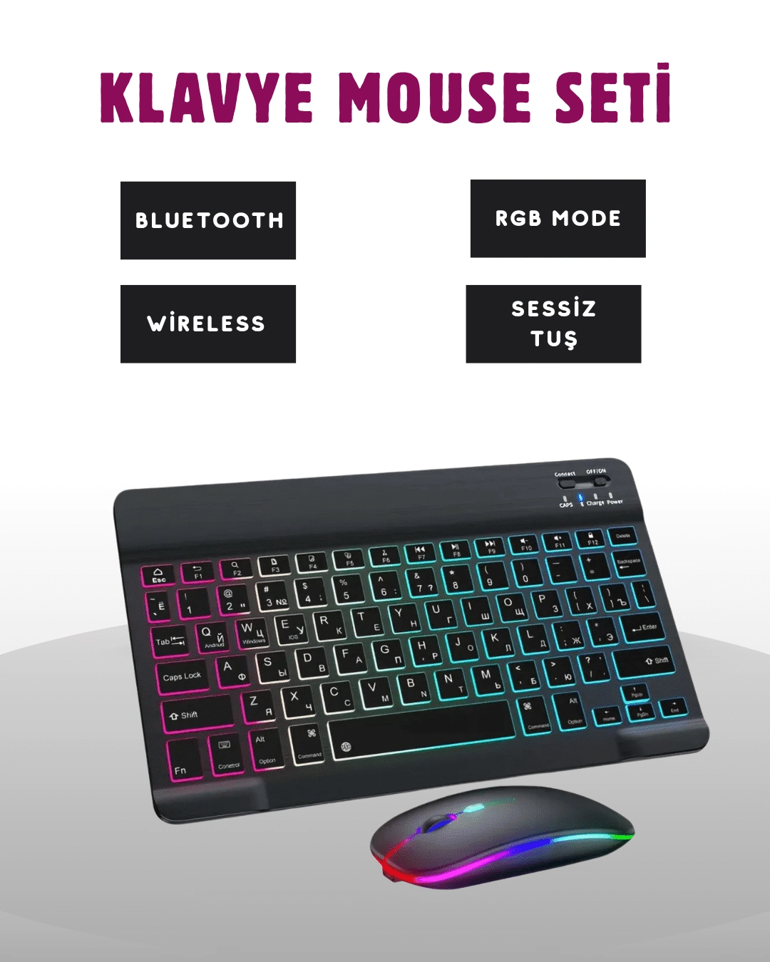 Türkçe Q Klavye Düzenli Rgb Kablosuz Klavye Mouse Set ( Lisinya ) Türkçe Q Klavye Düzenli Rgb Kablosuz Klavye Mouse Set ( Lisinya )