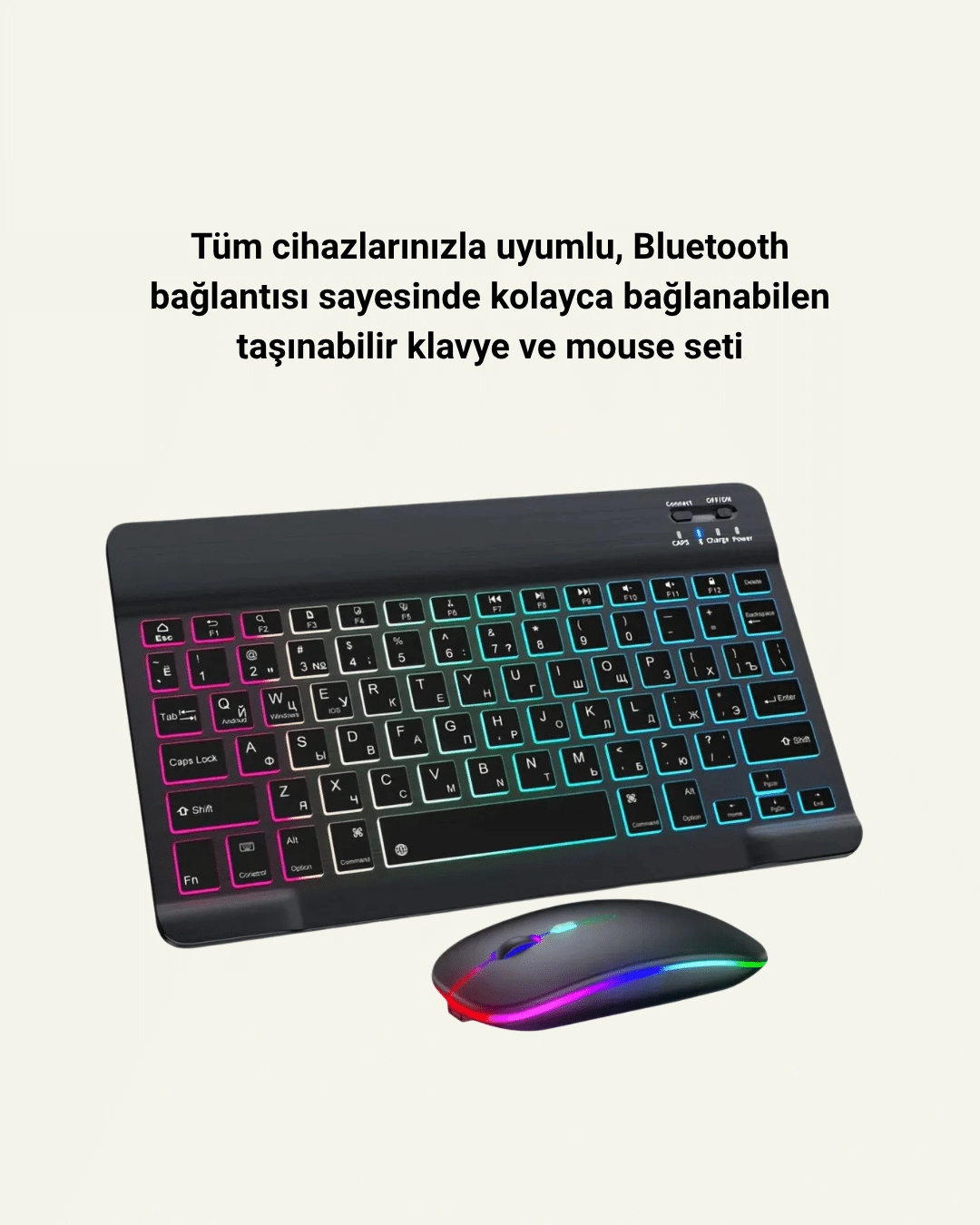 Türkçe Q Klavye Düzenli Rgb Kablosuz Klavye Mouse Set ( Lisinya )