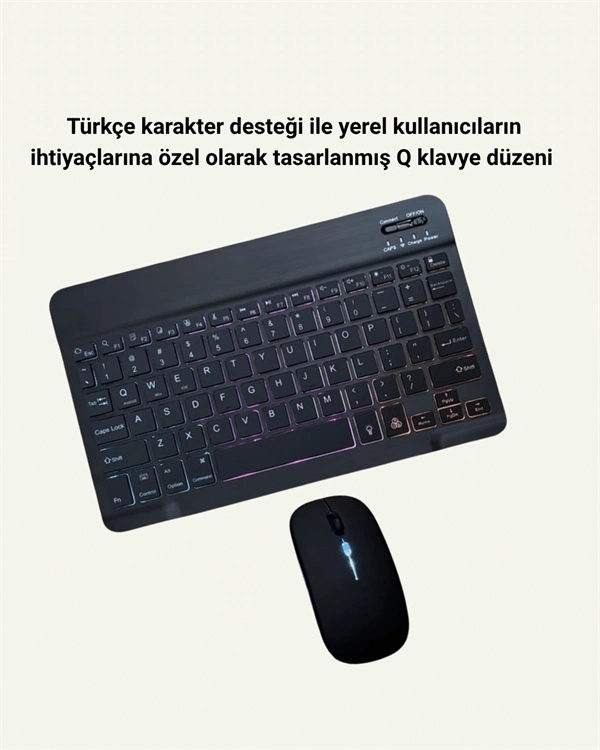 Türkçe Q Klavye Düzenli Rgb Kablosuz Klavye Mouse Set ( Lisinya )