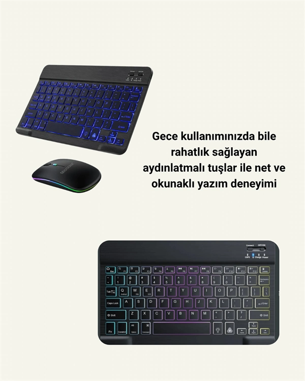 Türkçe Q Klavye Düzenli Rgb Kablosuz Klavye Mouse Set ( Lisinya )
