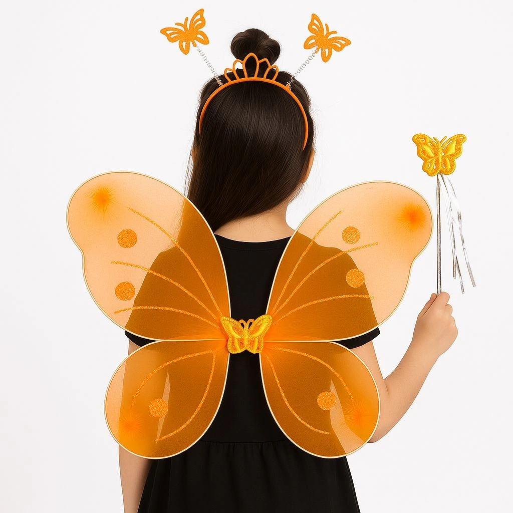 Turuncu Kelebek Kız Seti – 50 Cm Kelebek Kanadı, Taç Ve Asa ( Lisinya ) Turuncu Kelebek Kız Seti – 50 Cm Kelebek Kanadı, Taç Ve Asa ( Lisinya )