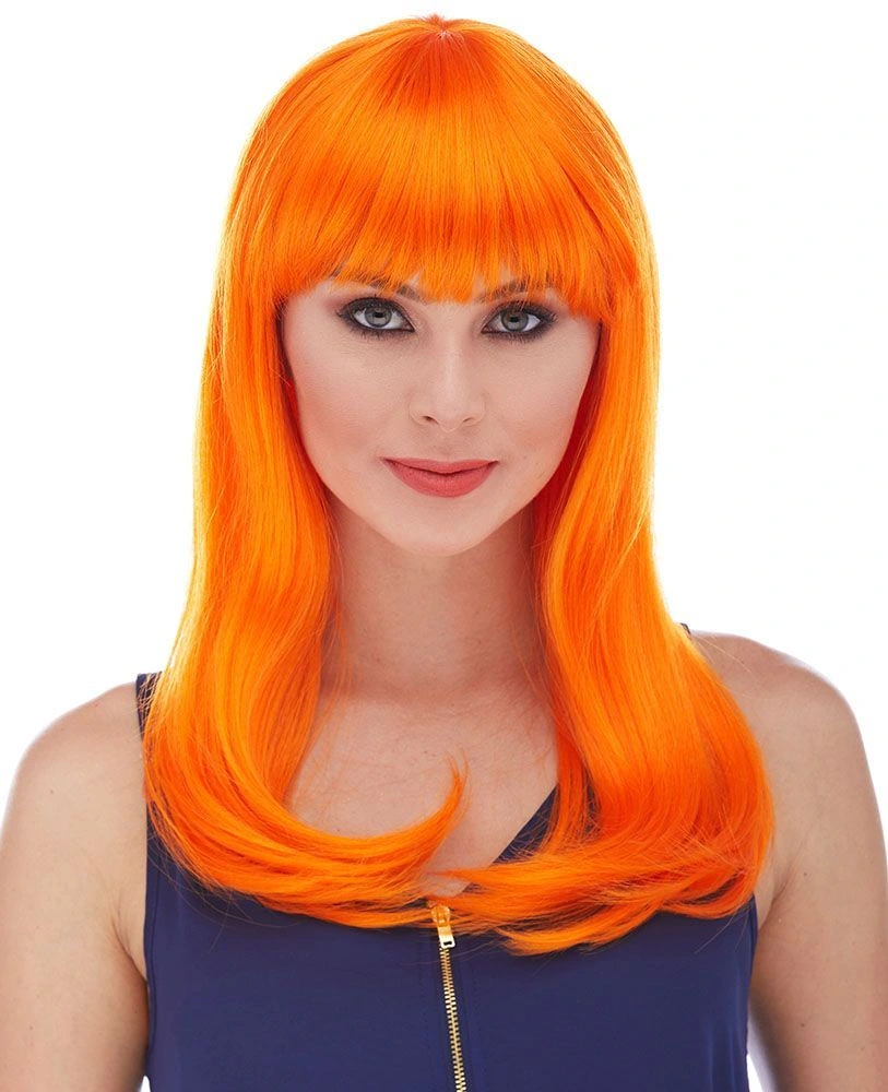 Turuncu Renk Uzun Düz Parti Peruğu ( Lisinya ) Turuncu Renk Uzun Düz Parti Peruğu ( Lisinya )