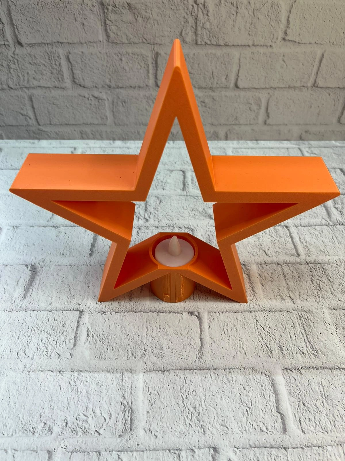 Turuncu Yıldız Mumluk Loş Işık Salon Dekoru ( Lisinya )