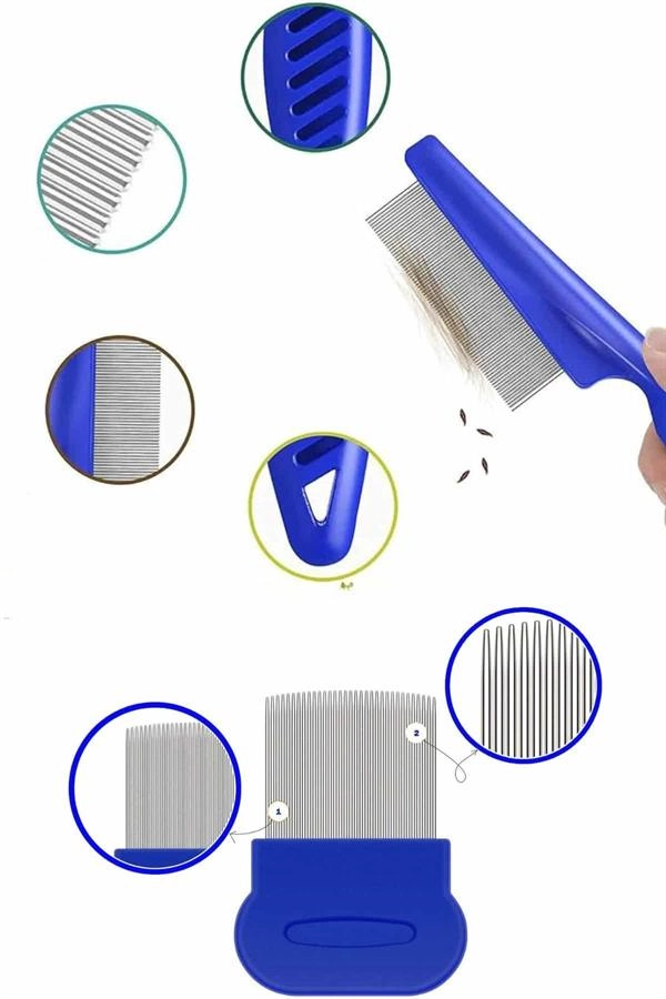 Tüy Fırçası Bit Tarağı Seti Evcil Hayvan Tüy Toplayıcı Bit Pire Önleyici Tarak ( Lisinya )