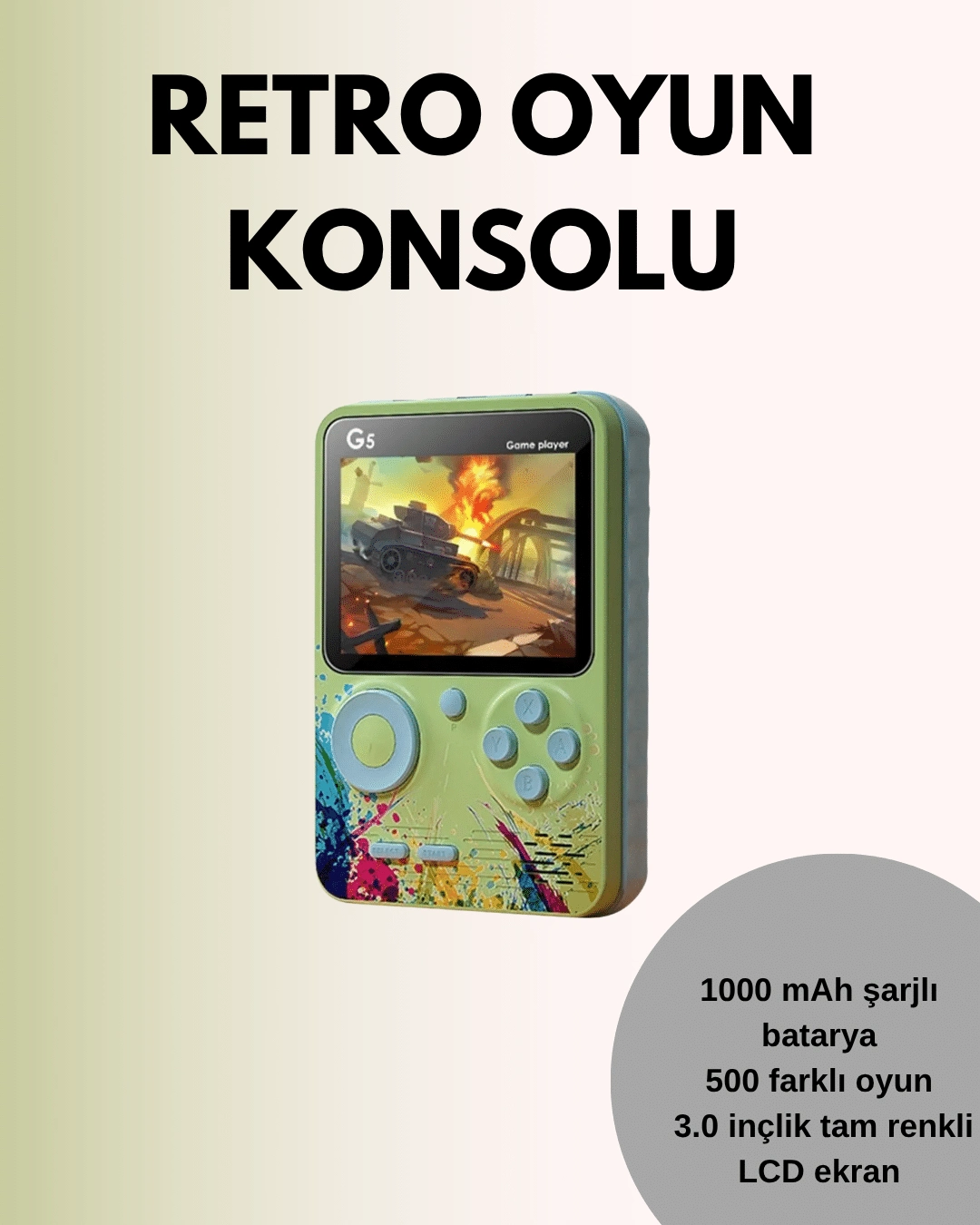 Tv Bağlantılı 500 Oyunlu Mini Gameboy Konsol ( Lisinya )