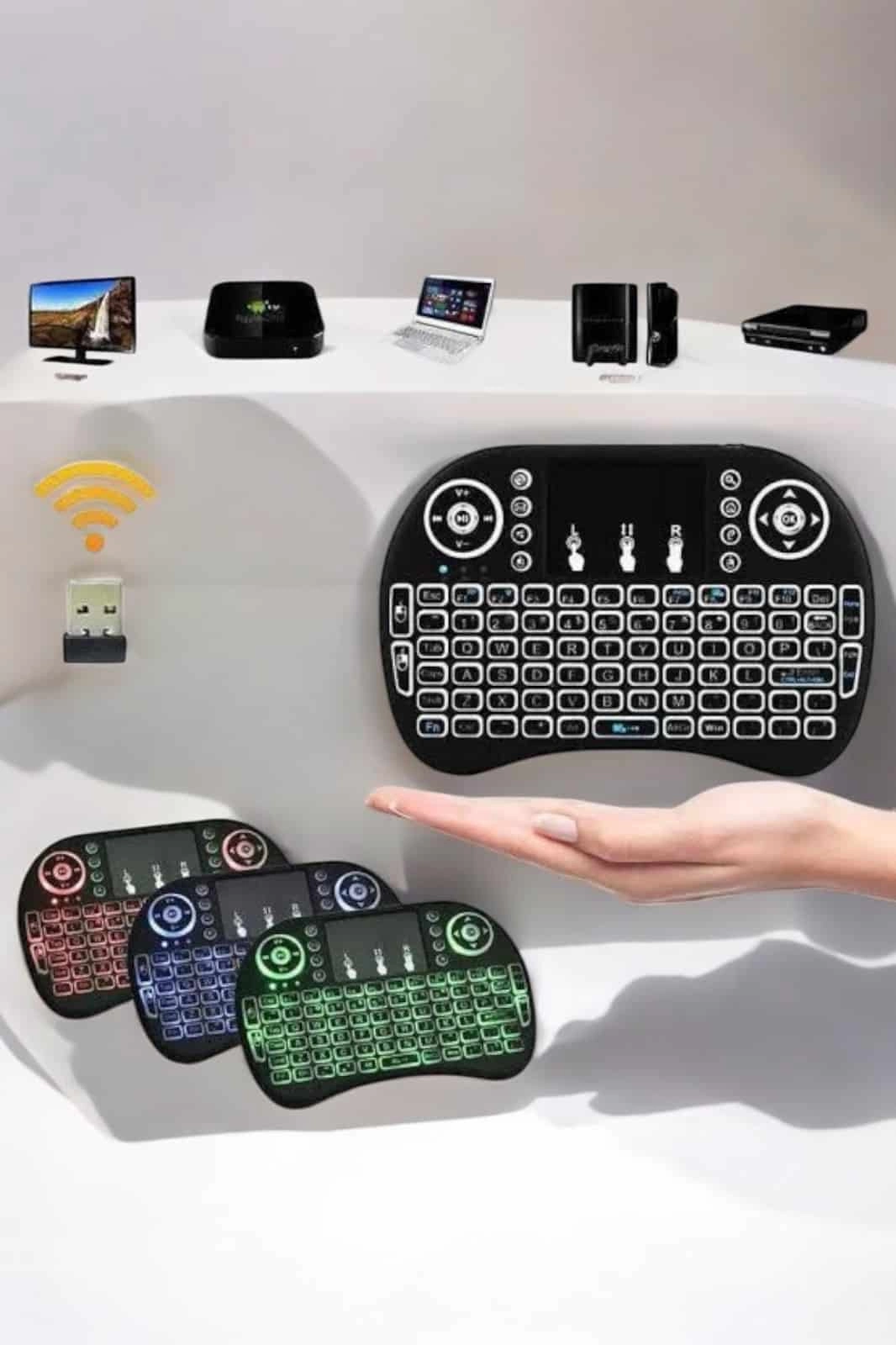 Tv Uyumlu Mini Klavye Q Klavye Işıklı Tüm Cihazlara Uyumlu ( Lisinya )