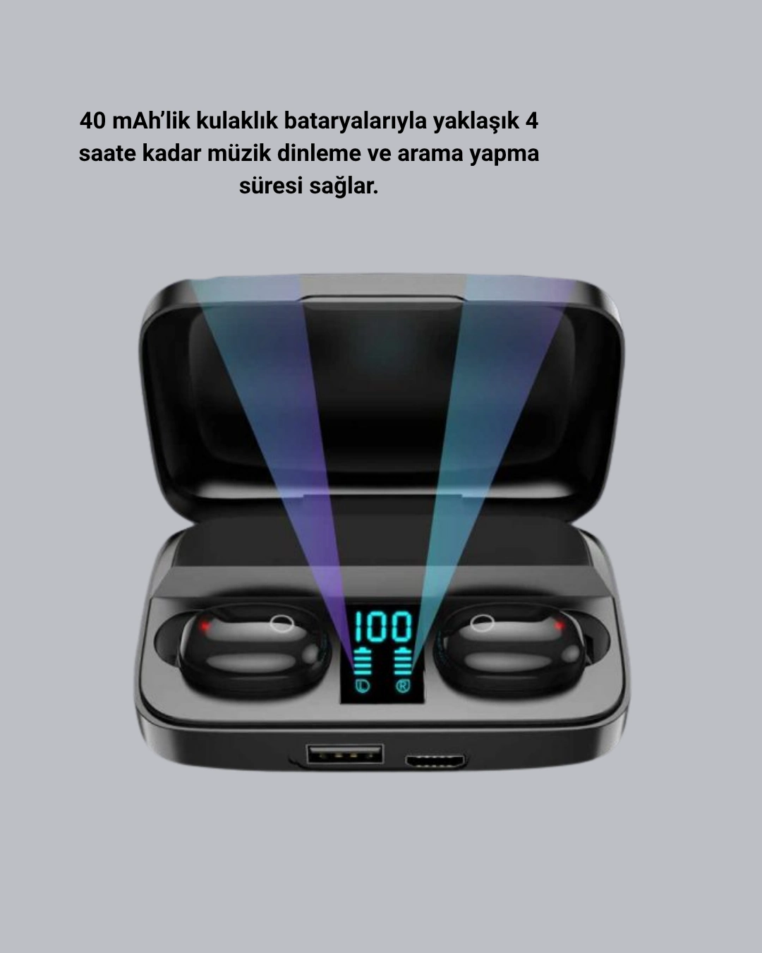 Tws A10s Bluetooth 5.0 Kulaklık Powerbank Şarj Kutulu Mini Tasarım ( Lisinya )