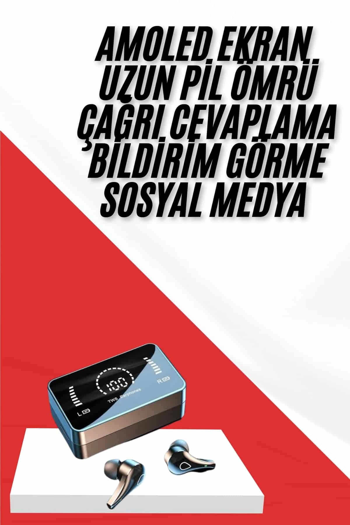 Tws Bluetooth Kulaklık Aynalı Kulaklık Dijital Göstergeli Dokunmatik Kontrol ( Lisinya )