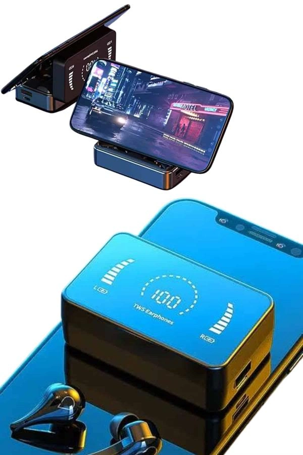 Tws Bluetooth Kulaklık Aynalı Kulaklık Dijital Göstergeli Dokunmatik Kontrol ( Lisinya )