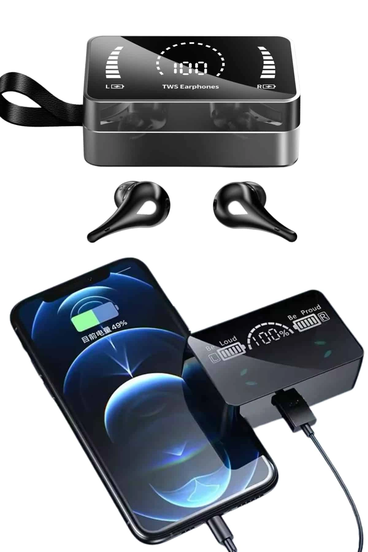 Tws Bluetooth Kulaklık Kablosuz Uzun Pil Ömrü Dijital Göstergeli Powerbank ( Lisinya )