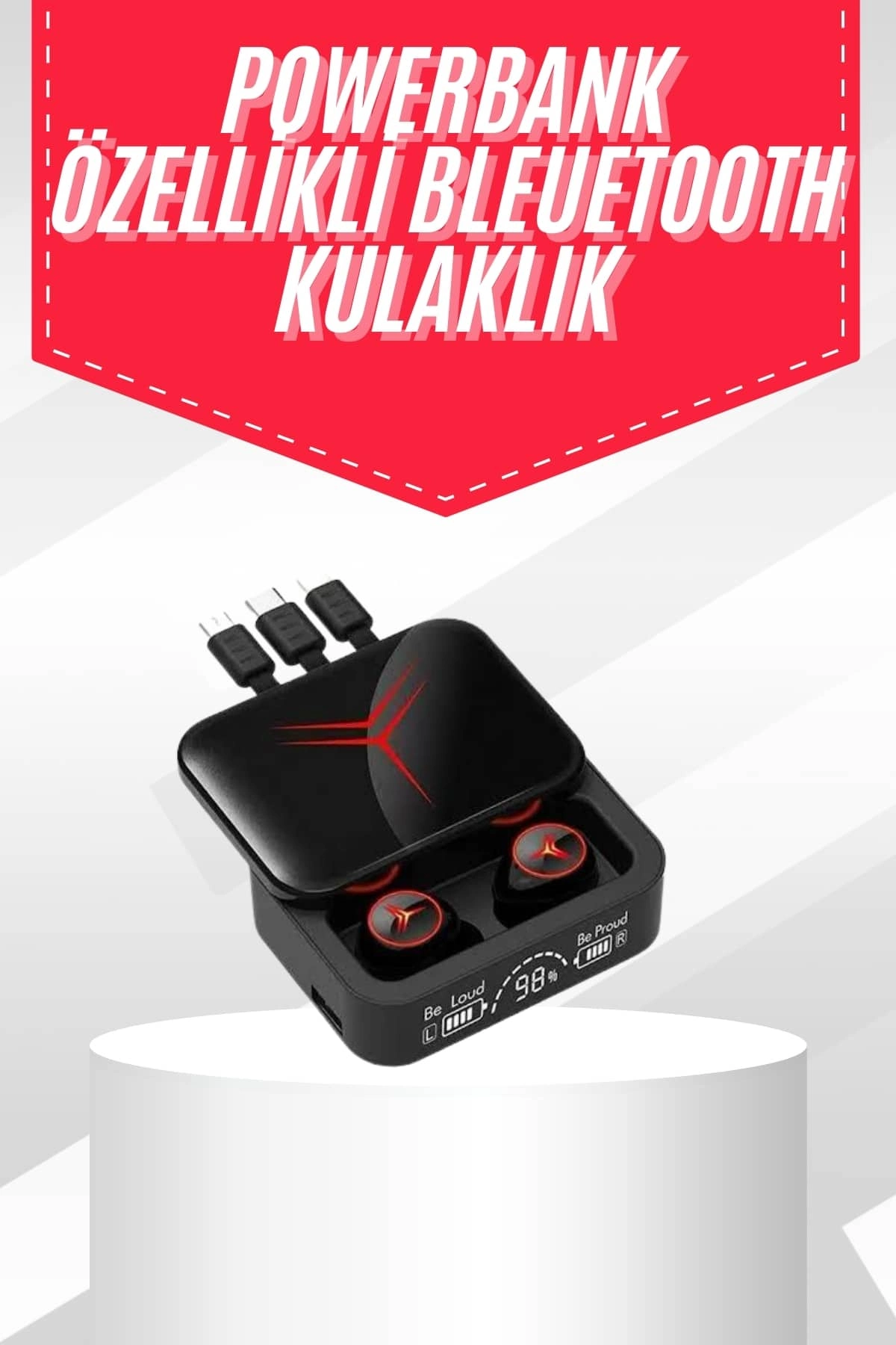 Tws Powerbank Kutulu Dijital Göstergeli Bluetooth Kulaklık Kablosuz Kulakiçi Kulaklık ( Lisinya )