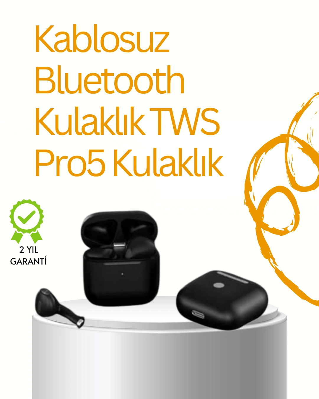 Tws Pro 5 Bluetooth Kulaklık – Gelişmiş Ses Teknolojisi Ve Uzun Batarya Ömrü ( Lisinya )