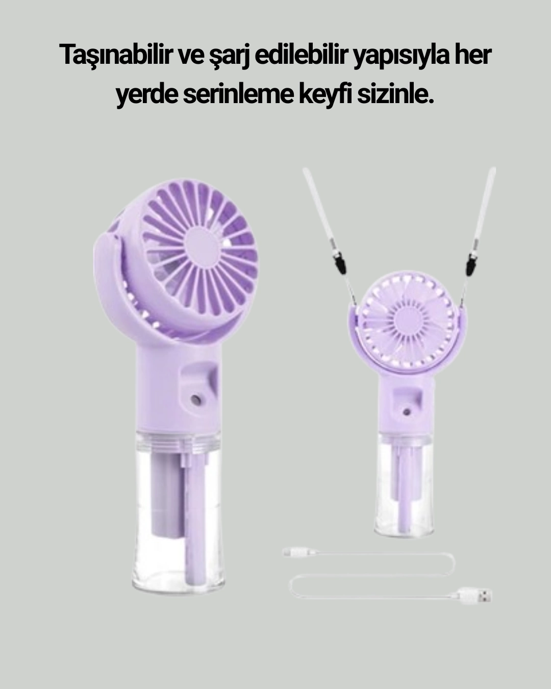 Type-c Şarjlı Taşınabilir Su Buharlı Mini Vantilatör ( Lisinya )