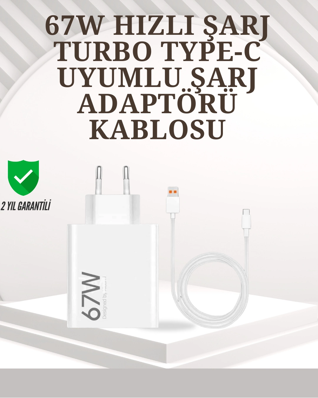 Type-c Uyumlu 67w Turbo Hızlı Şarj Aleti Akıllı Koruma Sistemli ( Lisinya )