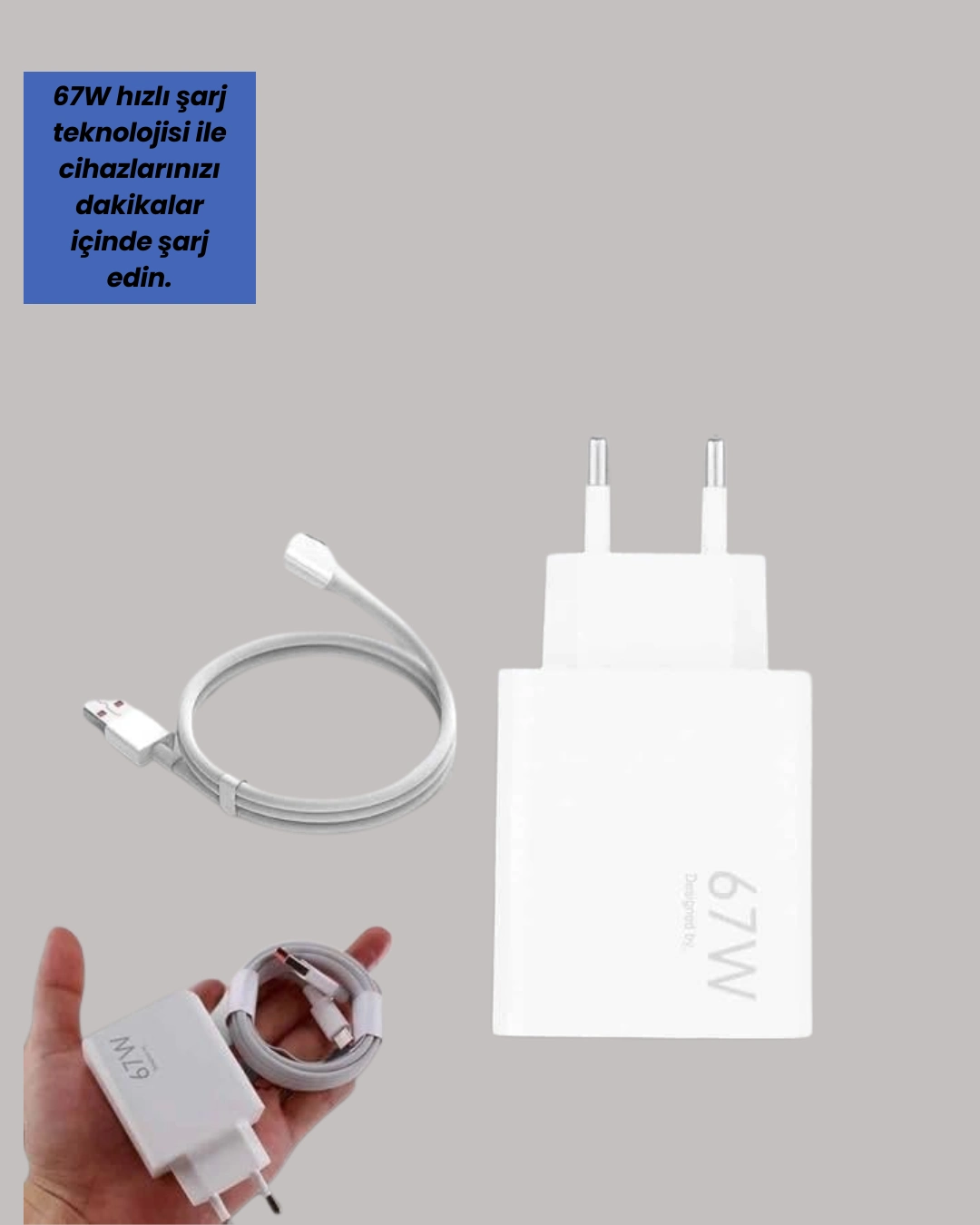 Type-c Uyumlu 67w Turbo Hızlı Şarj Aleti Akıllı Koruma Sistemli ( Lisinya ) Type-c Uyumlu 67w Turbo Hızlı Şarj Aleti Akıllı Koruma Sistemli ( Lisinya )