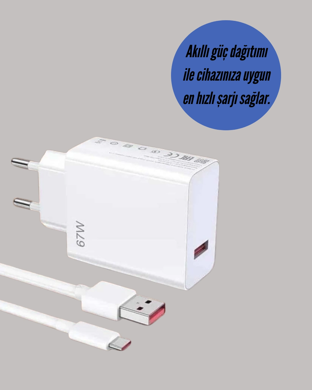 Type-c Uyumlu 67w Turbo Hızlı Şarj Aleti Akıllı Koruma Sistemli ( Lisinya ) Type-c Uyumlu 67w Turbo Hızlı Şarj Aleti Akıllı Koruma Sistemli ( Lisinya )