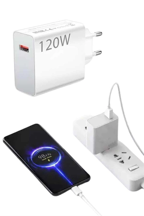 Type C Yüksek Hızlı Şarj Aleti Beyaz 120w Ultra Uzun Ömürlü ( Lisinya )