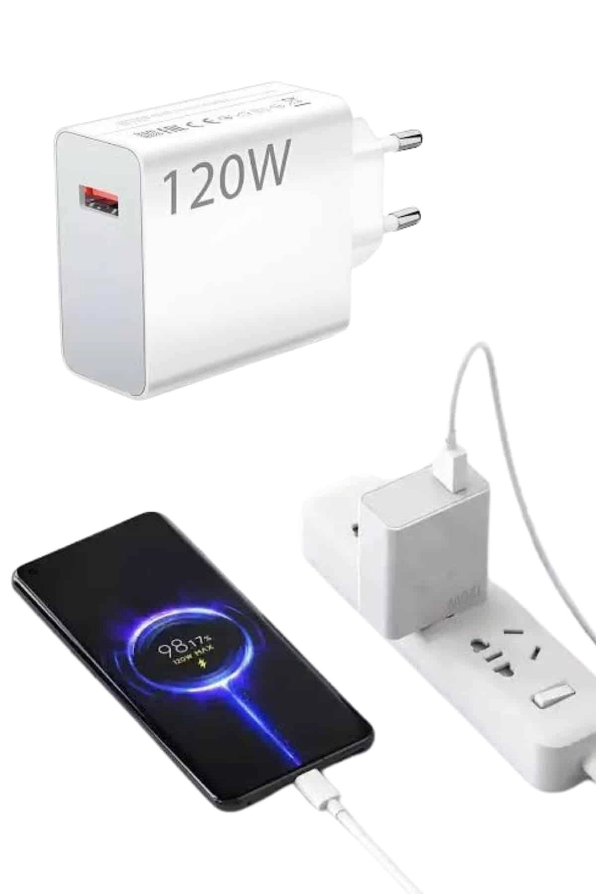 Type C Yüksek Hızlı Şarj Aleti Beyaz 120w Ultra Uzun Ömürlü ( Lisinya )