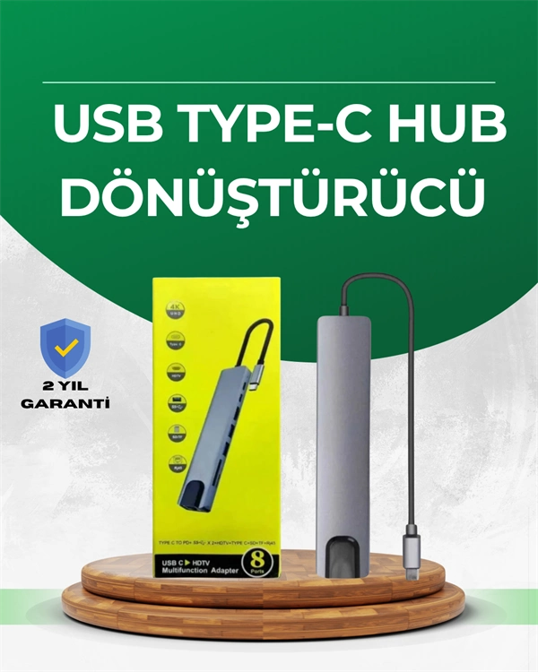 Type‑c Dönüştürücü – 2×usb3.0, Sd/ms, 4k Hdmı & Rj45 İle Profesyonel Kullanım ( Lisinya )