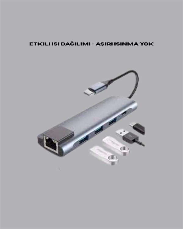 Type‑c Dönüştürücü – 2×usb3.0, Sd/ms, 4k Hdmı & Rj45 İle Profesyonel Kullanım ( Lisinya )