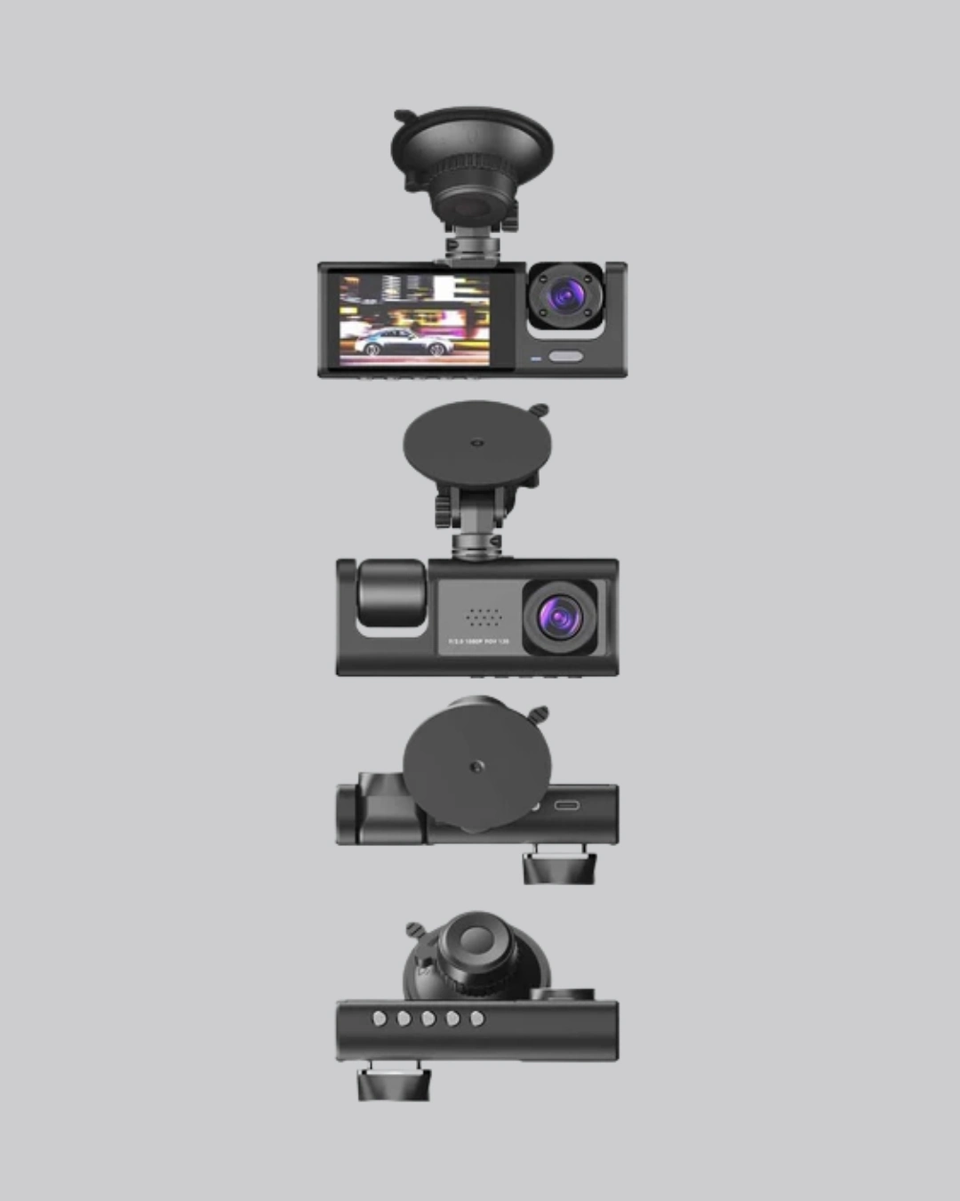 Üç Kameralı Araç Dvr Full Hd Gece Görüşlü Ve 2 İnç Ips Ekranlı ( Lisinya )