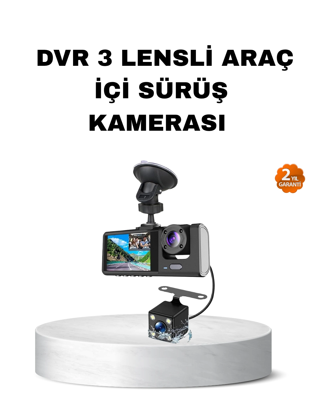 Üç Kameralı Araç İçi Kayıt Sistemi Full Hd Gece Görüşlü Ve G-sensör Destekli ( Lisinya )