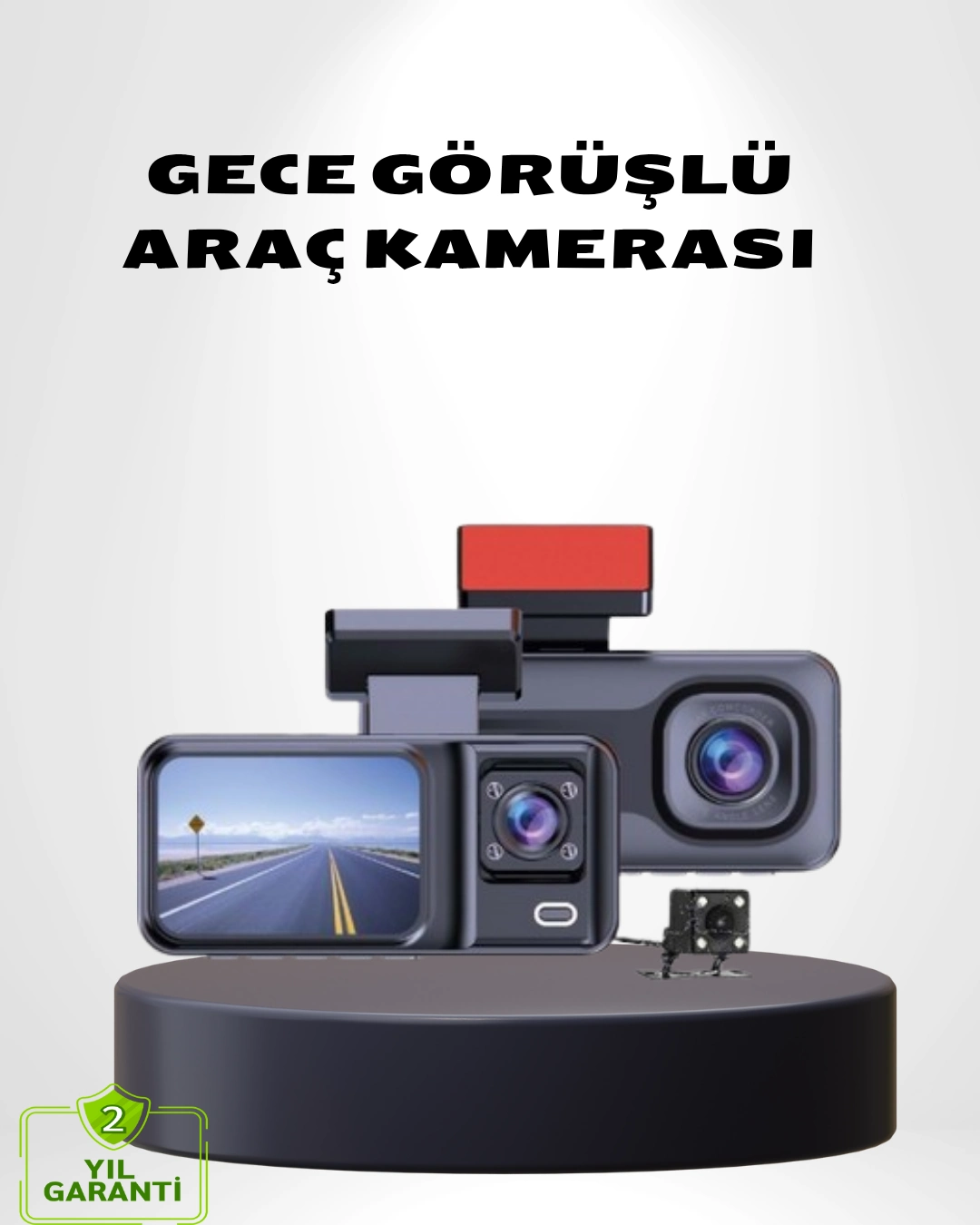 Üç Kameralı Dash Cam 170° Geniş Açılı Full Hd Gece Görüşlü ( Lisinya )