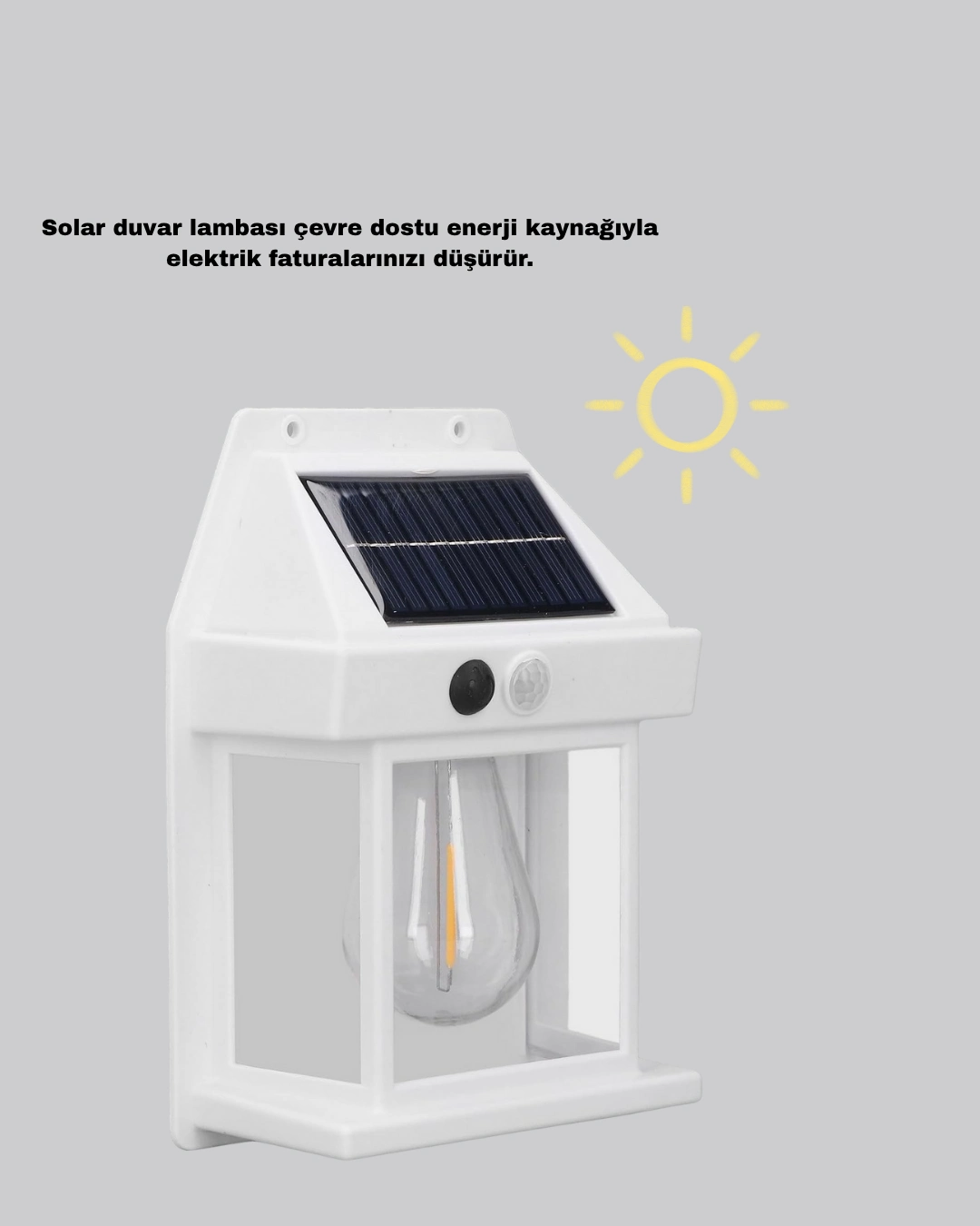 Üç Modlu Güneş Enerjili Duvar Lambası 1800mah Bataryalı Ve Hareket Sensörlü ( Lisinya )