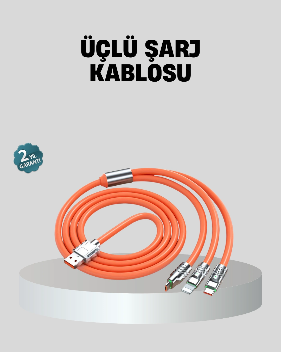Üçlü Şarj Kablosu – Yüksek Hızlı, Dayanıklı Ve Uzun Ömürlü ( Lisinya )