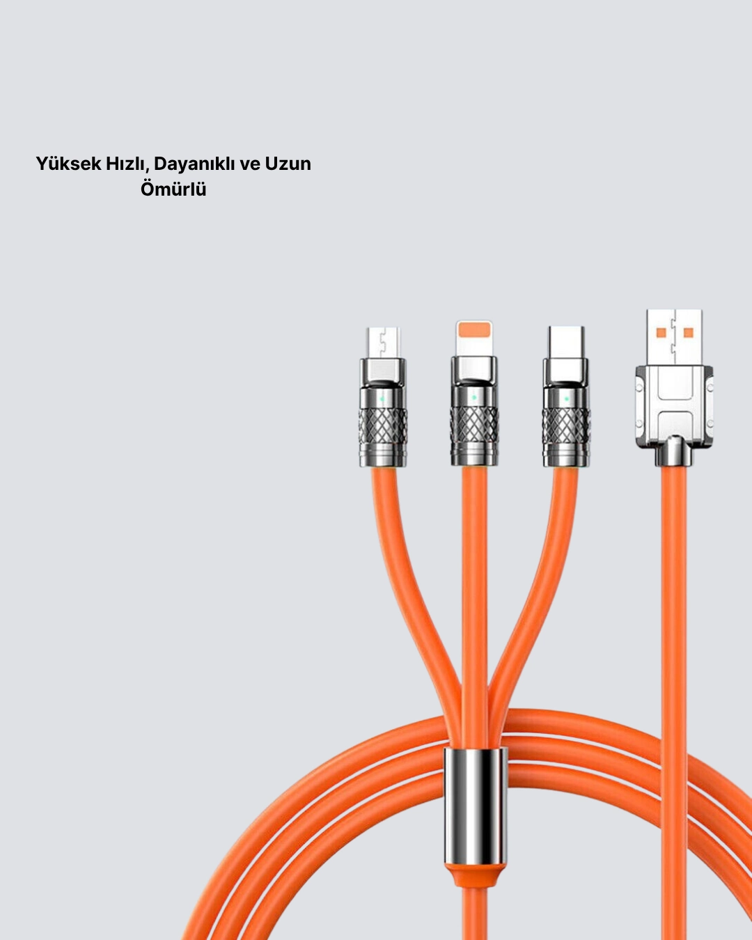 Üçlü Şarj Kablosu – Yüksek Hızlı, Dayanıklı Ve Uzun Ömürlü ( Lisinya )