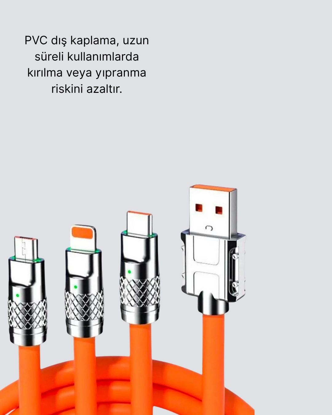 Üçlü Şarj Kablosu – Yüksek Hızlı, Dayanıklı Ve Uzun Ömürlü ( Lisinya )