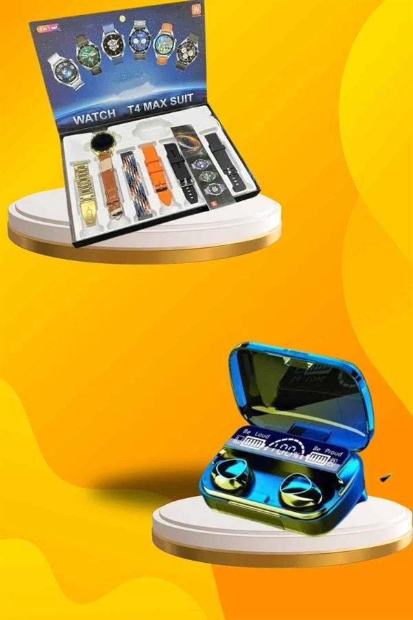 Ucuz Kaliteli Yeni Nesil 7 Kordonlu Akıllı Saat Ve Kablosuz Bluetooth Kulaklık Anc Özelliği ( Lisinya )