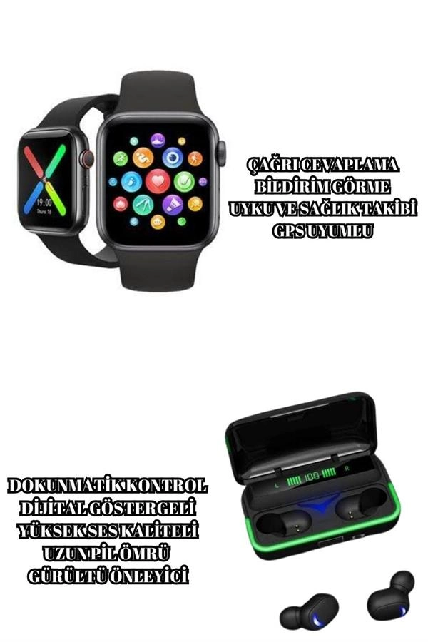 Ucuz Ve Kaliteli Kulaklıklı Saat Seti Bluetooth Bağlantılı Akıllı Saat Ve Kulaklık ( Lisinya )