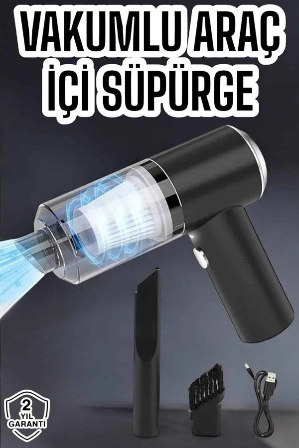 Üflemeli Güçlü Vakumlu Ev Ofis Araç Süpürgesi El Süpürgesi Şarjlı ( Lisinya )