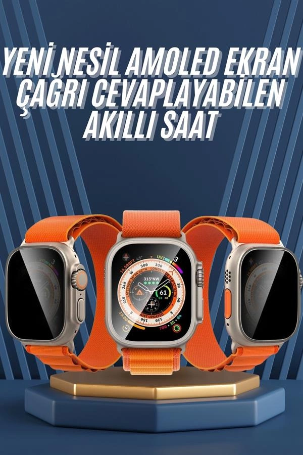 Ultra Max Kordon Kilitli Akıllı Saat Amoled Ekran Titreşimli Çağrı Cevaplayabilen ( Lisinya )