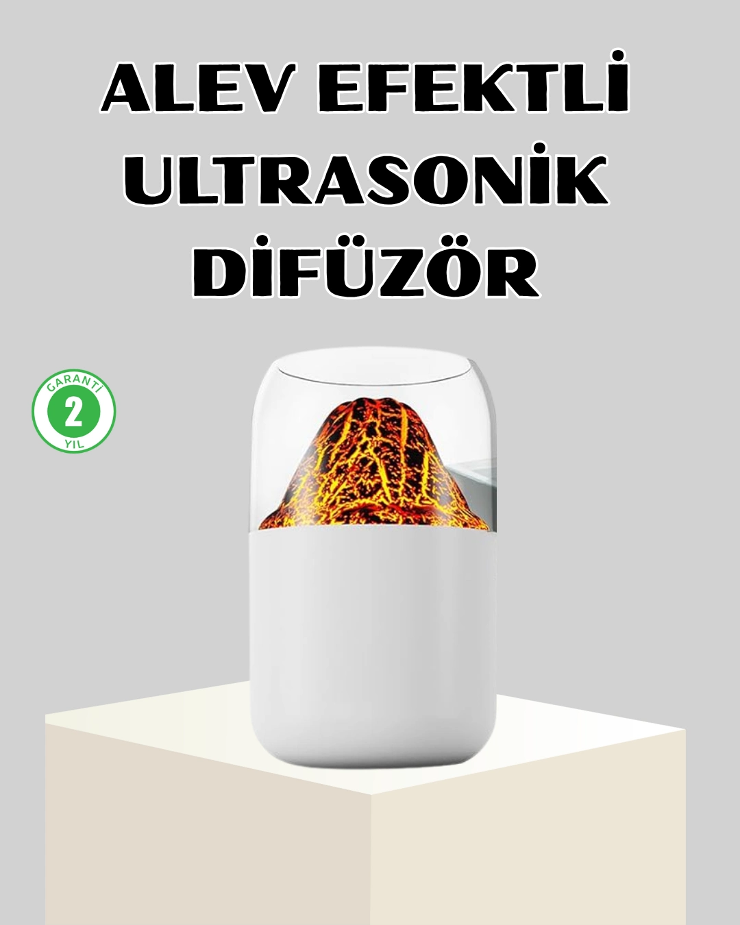 Ultrasonik Alev Efektli Aromaterapi Difüzörü Usb Şarjlı Ve Otomatik Kapanma Özellikli ( Lisinya )
