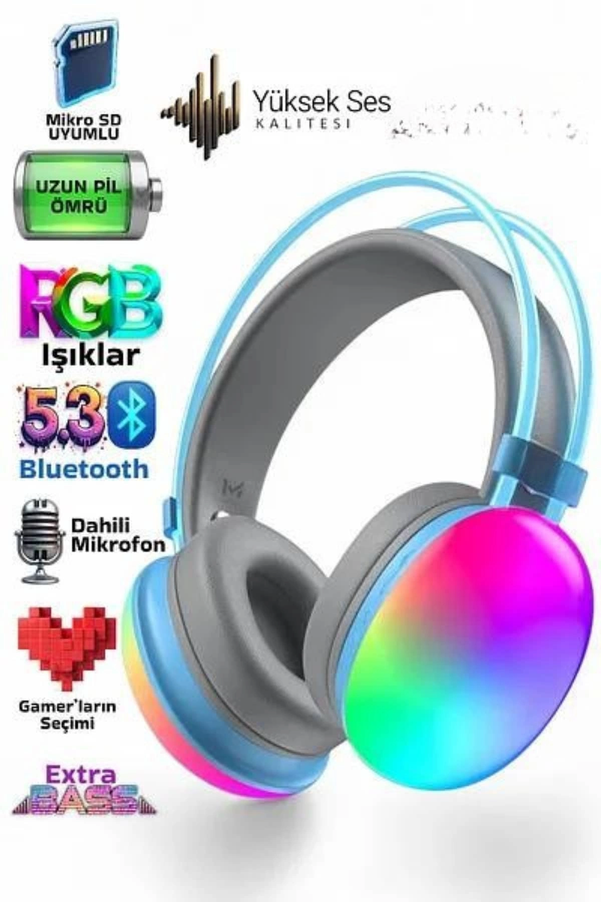 Unısex Yüksek Ses Kaliteli Yumuşak Kılıflı Kablosuz Kulak Üstü Bluetooth Kulaklık ( Lisinya )