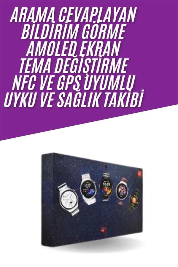 Unısex Yuvarlak Ekranlı 7 Kordonlu Akıllı Saat Gps Destekli Çoklu Kordon Seçeneği ( Lisinya )