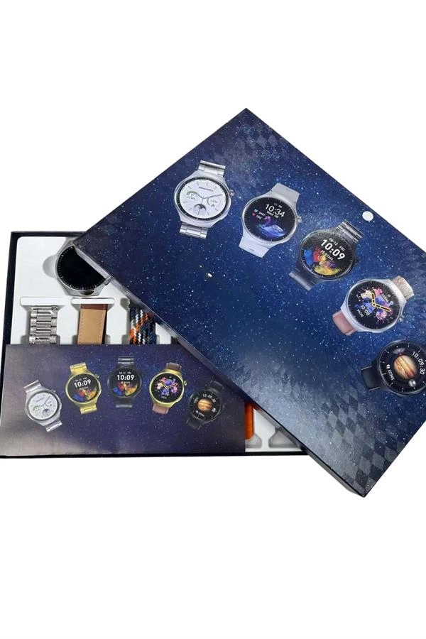 Unısex Yuvarlak Ekranlı 7 Kordonlu Akıllı Saat Gps Destekli Çoklu Kordon Seçeneği ( Lisinya )