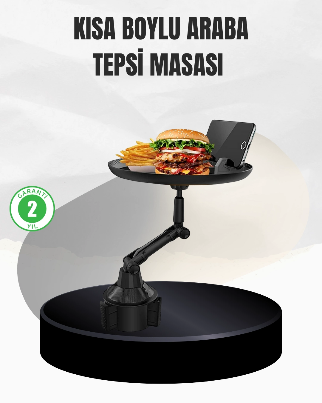 Universal Araç İçi Bardaklık Tepsisi 9 İnç Yemek Alanı Ve Telefon Standlı ( Lisinya )