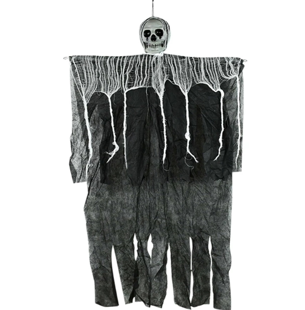 Ürpertici Kuru Kafa Hayalet Saçaklı Dekor ( Lisinya ) Ürpertici Kuru Kafa Hayalet Saçaklı Dekor ( Lisinya )