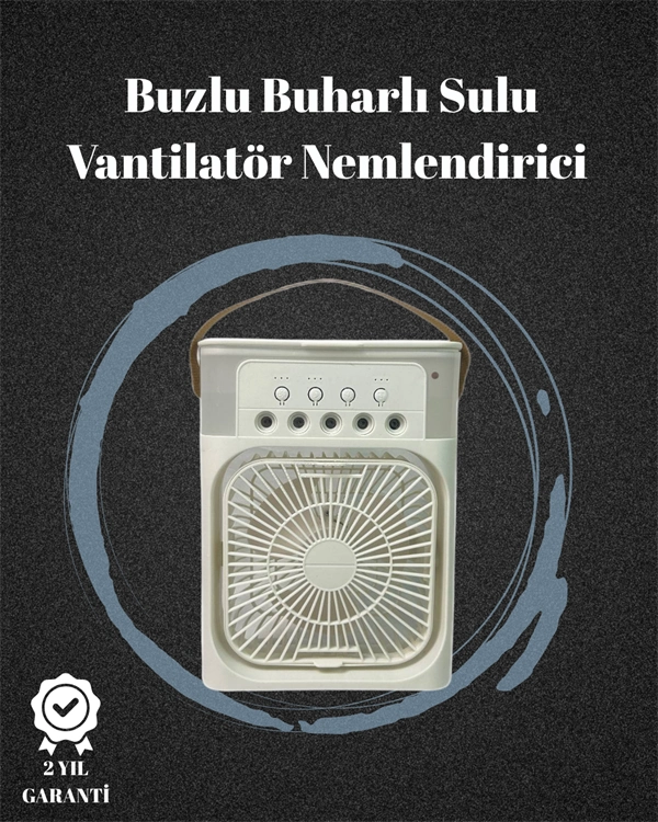 Usb Bağlantılı 3'ü 1 Arada Nemlendirici Mini Klima Fan | 7 Renk Işıklı ( Lisinya )