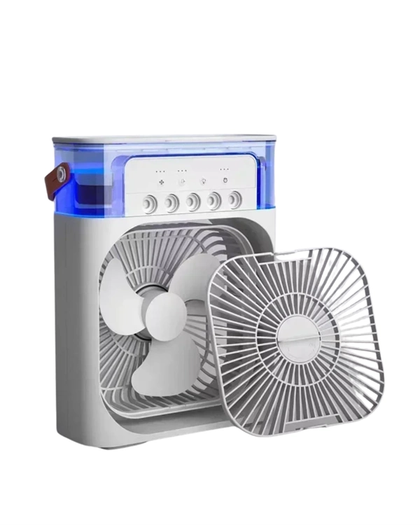 Usb Bağlantılı 3'ü 1 Arada Nemlendirici Mini Klima Fan | 7 Renk Işıklı ( Lisinya )