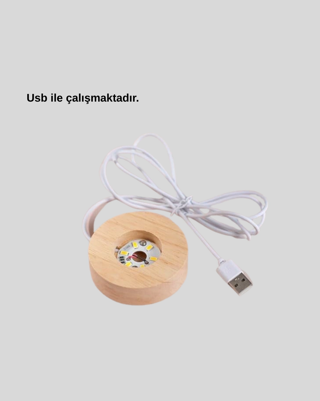 Usb Bağlantılı Işıklı Kristal Küre Modern Ahşap Tabanlı Dekor ( Lisinya )