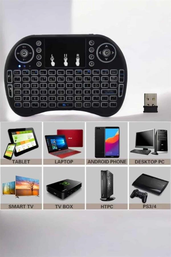 Usb Bağlantılı Mini Q Klavye Işıklı Tüm Cihazlara Uyumlu ( Lisinya )