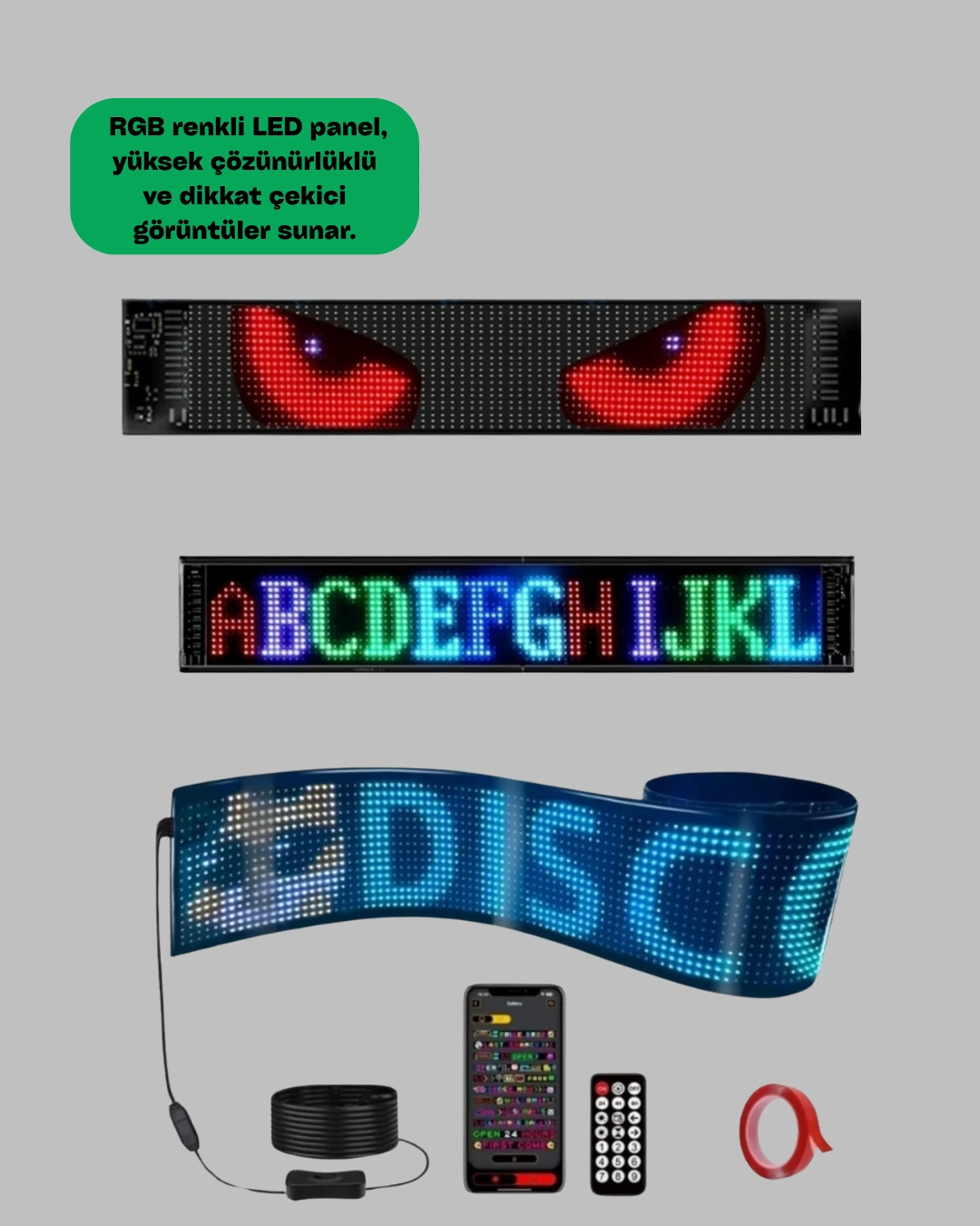 Usb Destekli Led Mağaza Tabelası – Renkli Rgb Kayan Yazı Paneli ( Lisinya )