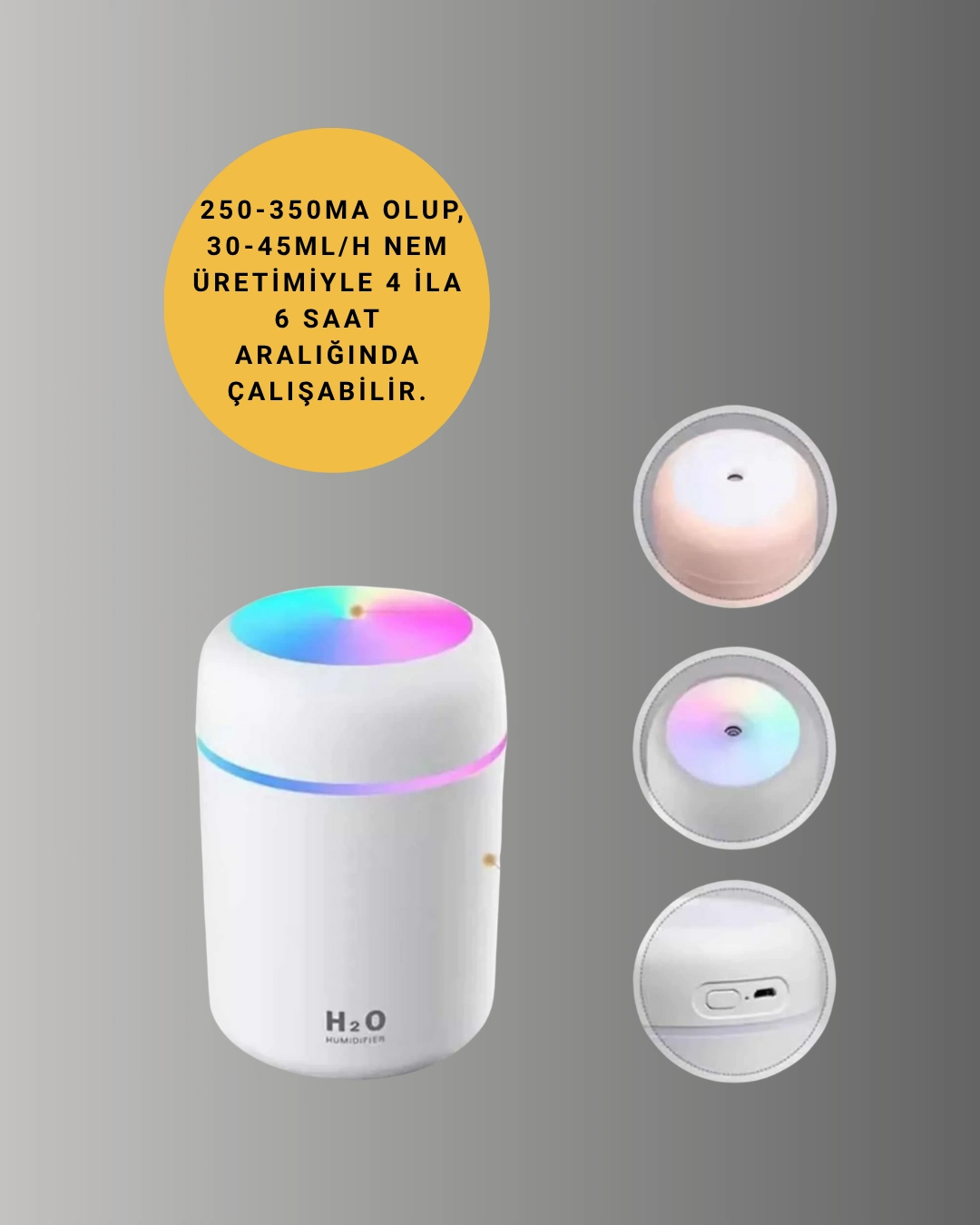 Usb Girişli Taşınabilir Mini Nemlendirici 300ml Su Hazneli ( Lisinya )